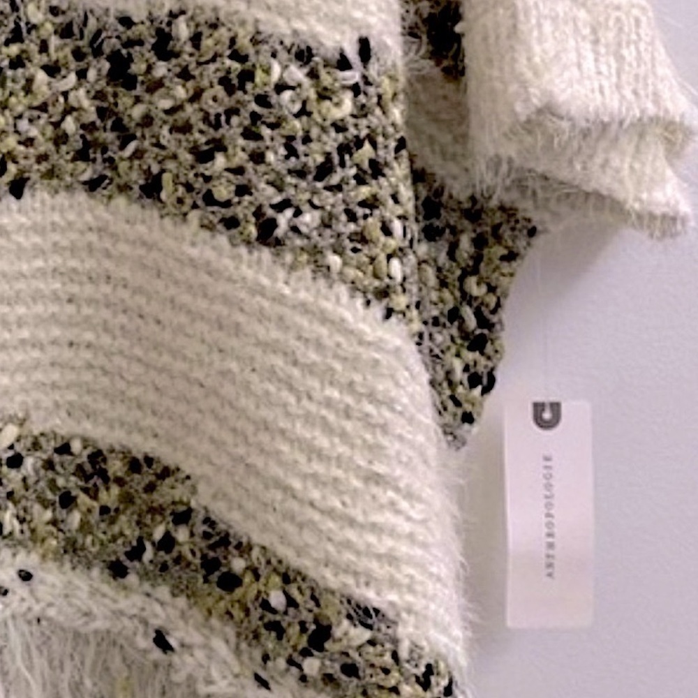 NWT Anthropologie Moth Crewneck Ivory with Metallic Thread Poncho Size Small - Picture 10 of 15